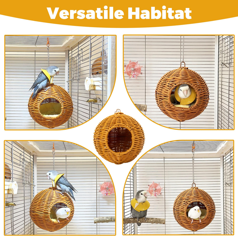 Jevnd brown chewproof bird nest rest position for cozy sleeping birds.
