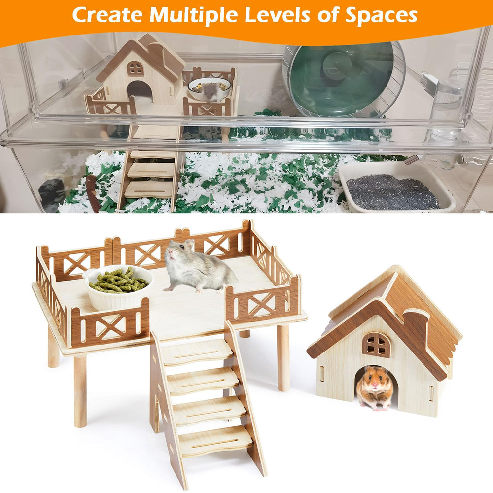 Jevnd hamster cage food-bowl area helps organize bowls and water bottles neatly.