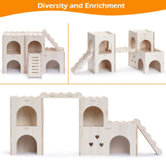 Jevnd hamster hideout with ladder and bridge highlighting enrichment features for exercise