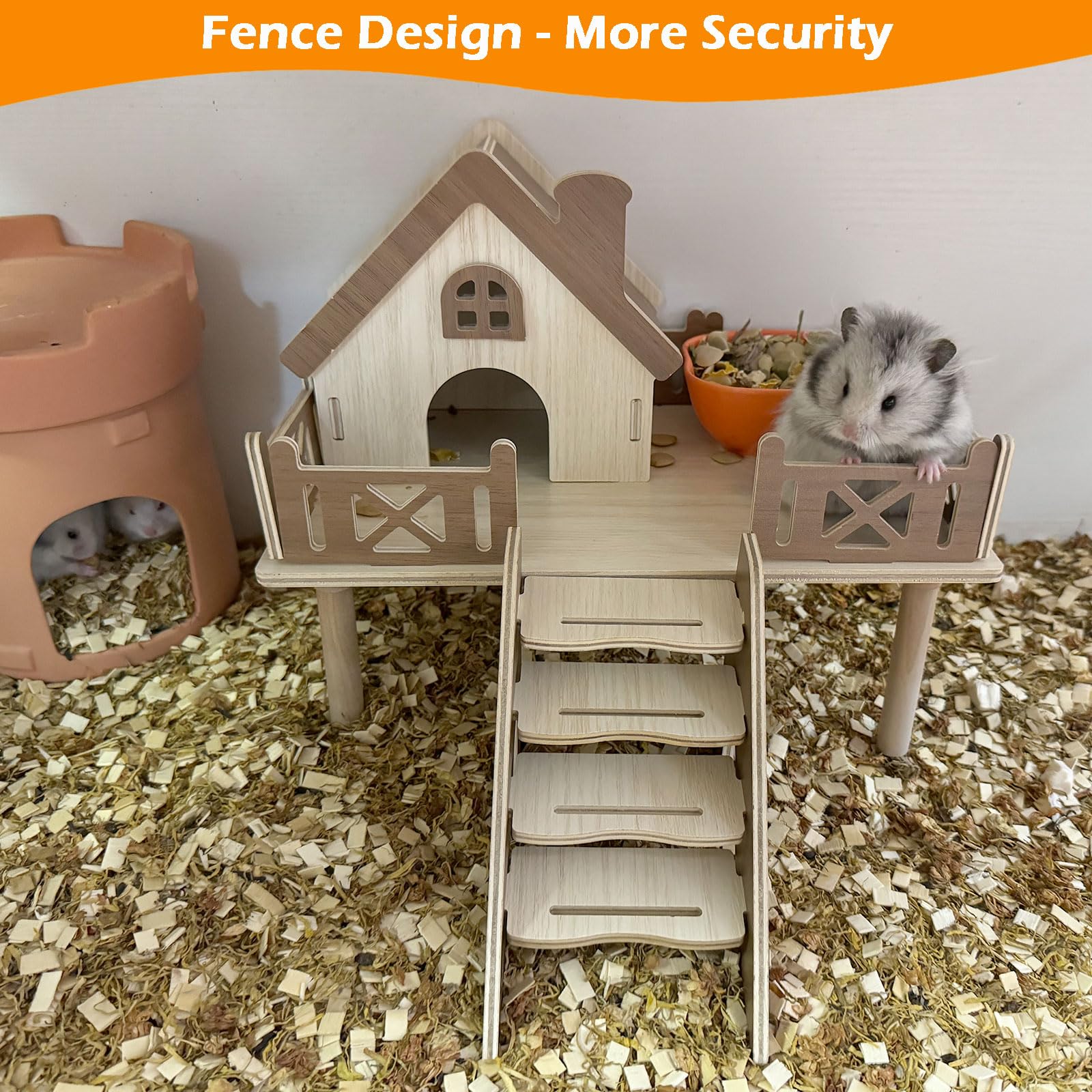 Jevnd wooden hamster hideout enhances decor while giving hamsters a private nap space.