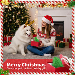 Jewyow Christmas dog toy tree closeup texture highlights thick, chew-friendly material.