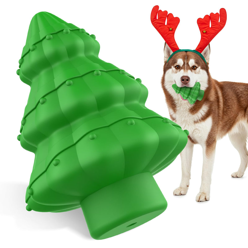 Jewyow Christmas dog toy tree front view supports engaging play and teething relief.