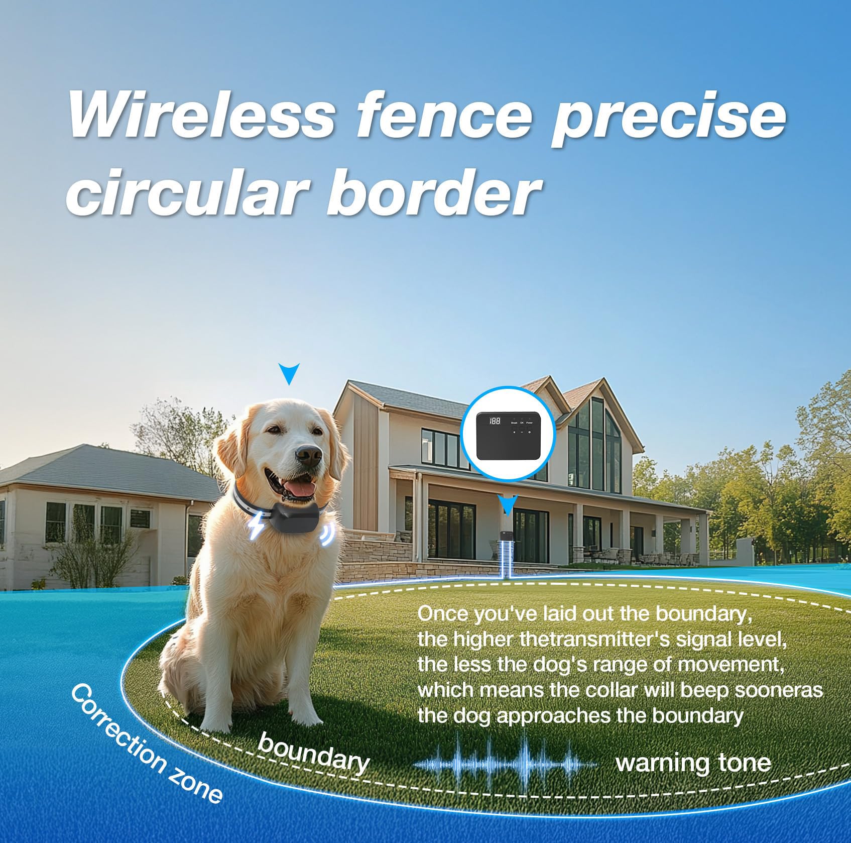 Jewyow waterproof training collar worn during outdoor play.