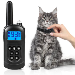 Jeyihka cat shock collar remote front view demonstrates a compact trainer for responsive cat control.