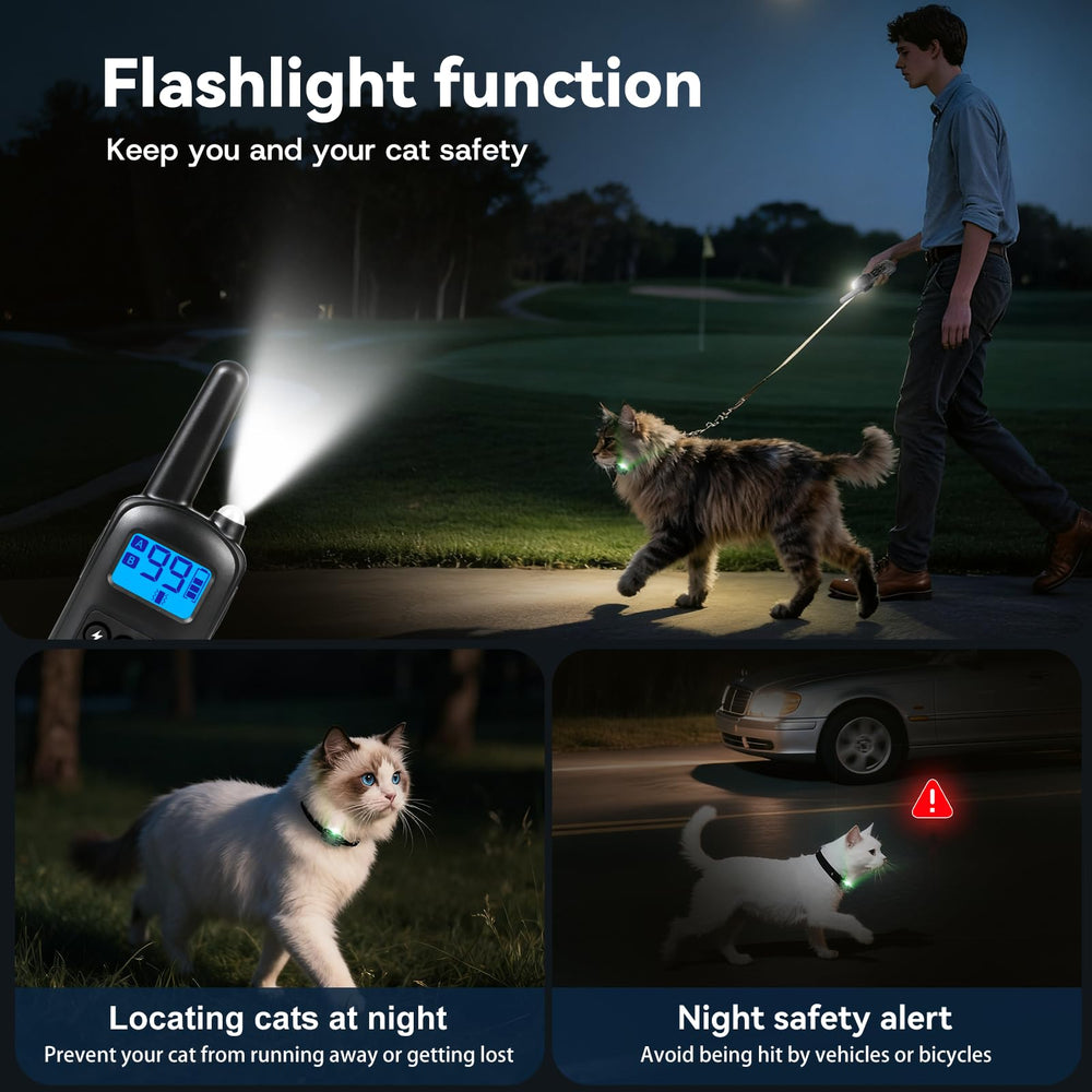 Jeyihka cat shock collar remote with night light helps locate cats outdoors.