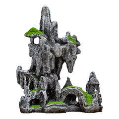 JGZTJXNK aquarium mountain view ornament shows rugged rock formation with natural hiding spots.
