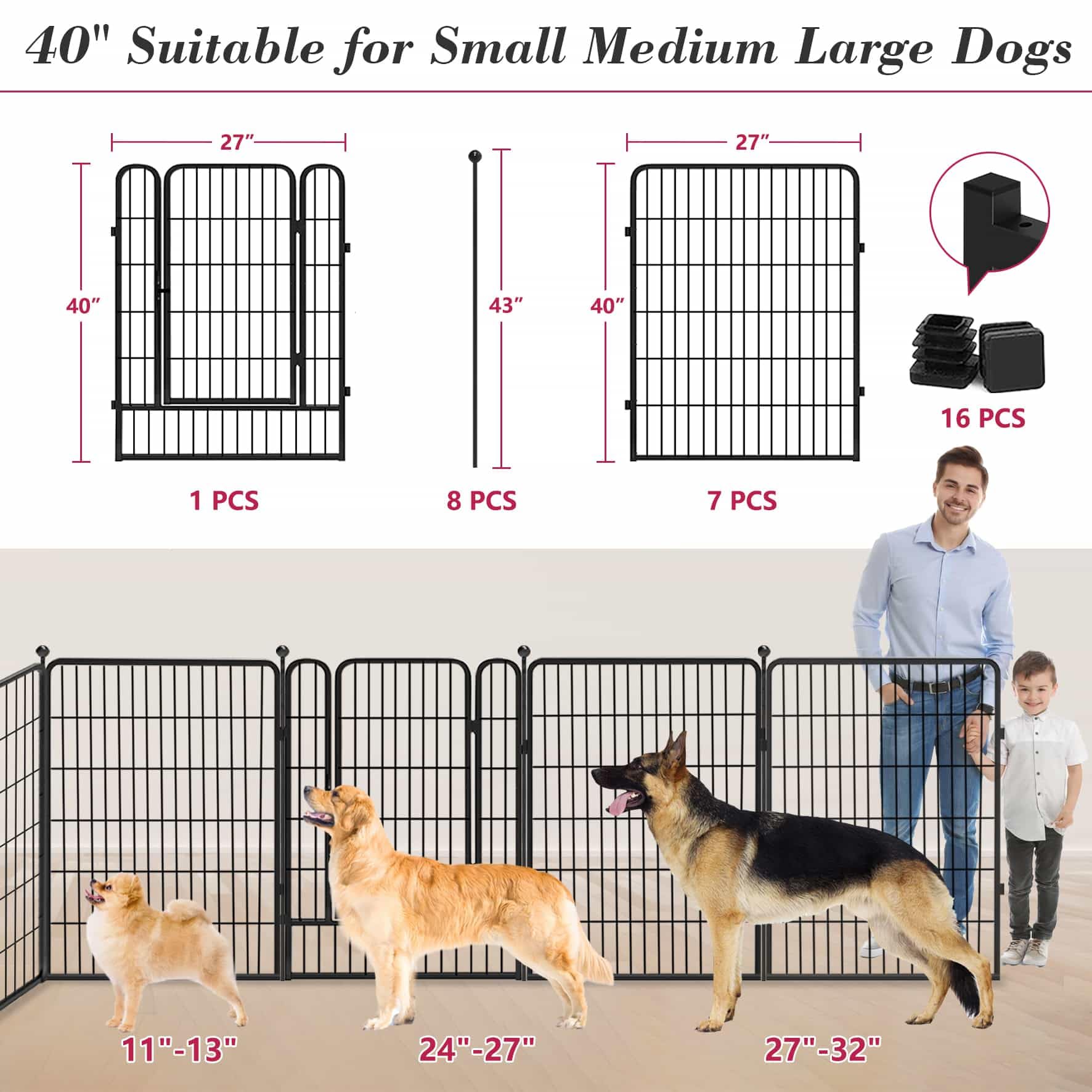 Jhsomdr dog playpen 669sqft space enables large play areas.