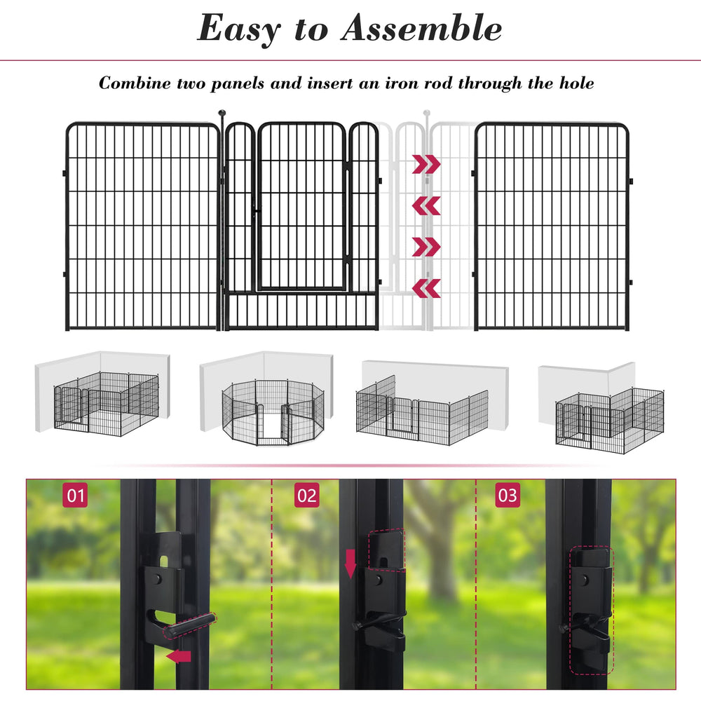 Jhsomdr dog playpen door with lock ensures secure access for pets.