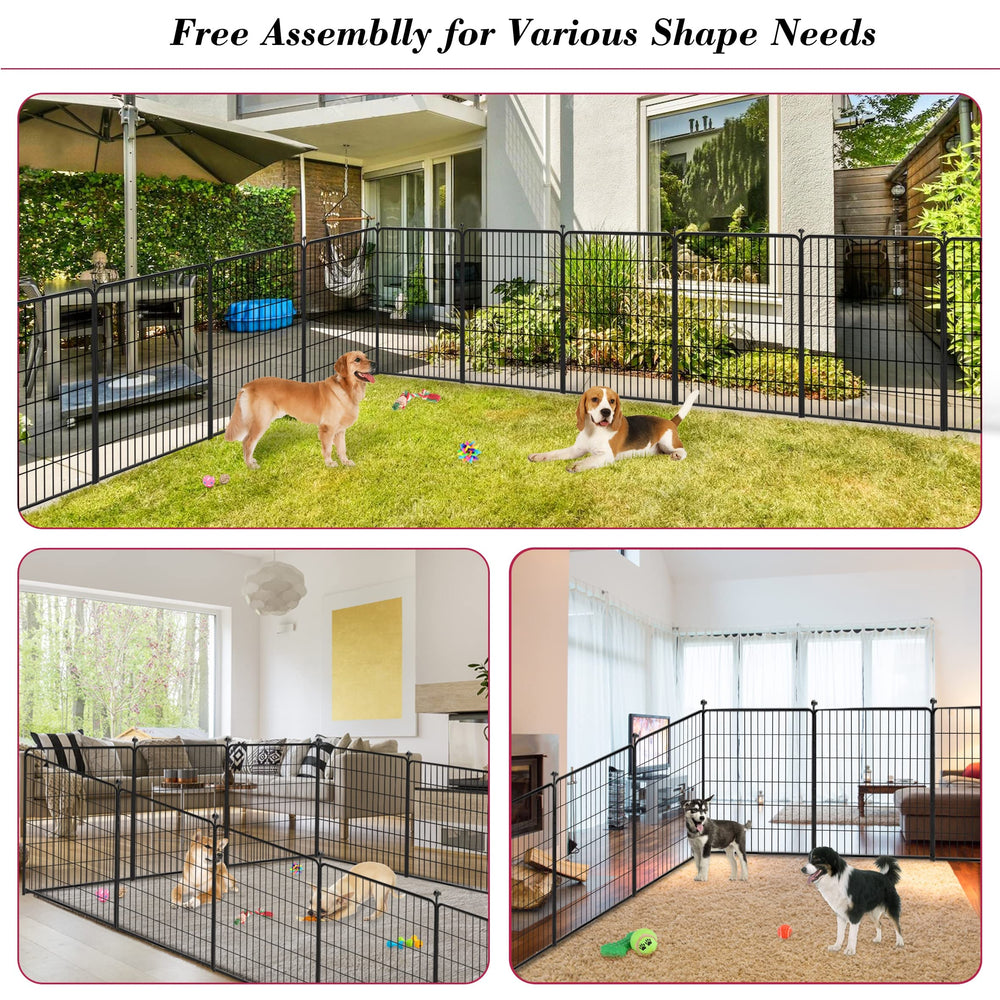 Jhsomdr dog playpen rod-connected assembly enables quick, customizable layouts.
