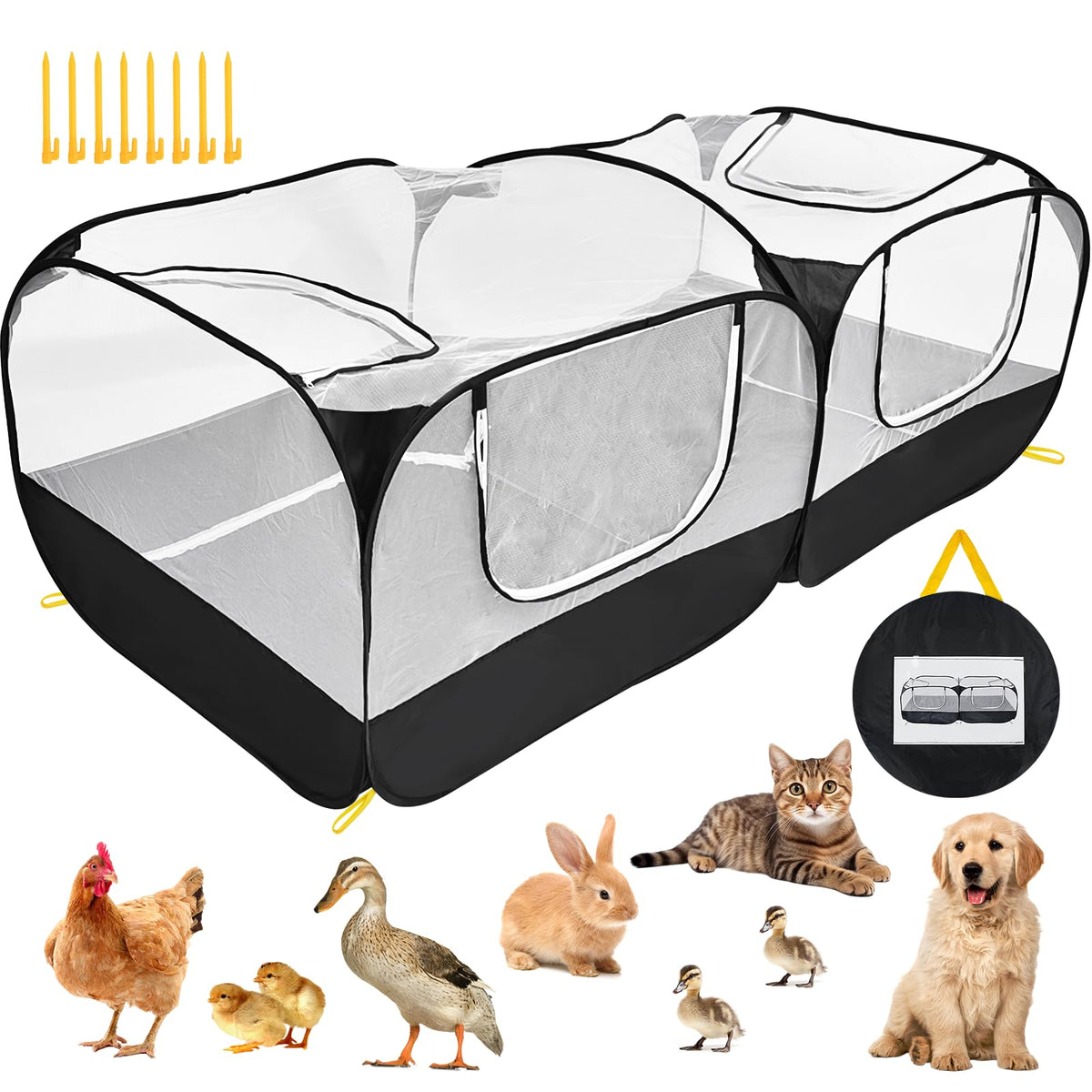 Jhua pet playpen detachable bottom showing sun shade for outdoor play