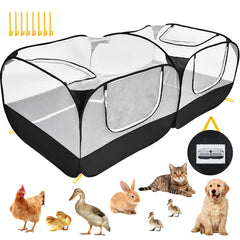 Jhua pet playpen detachable bottom showing sun shade for outdoor play