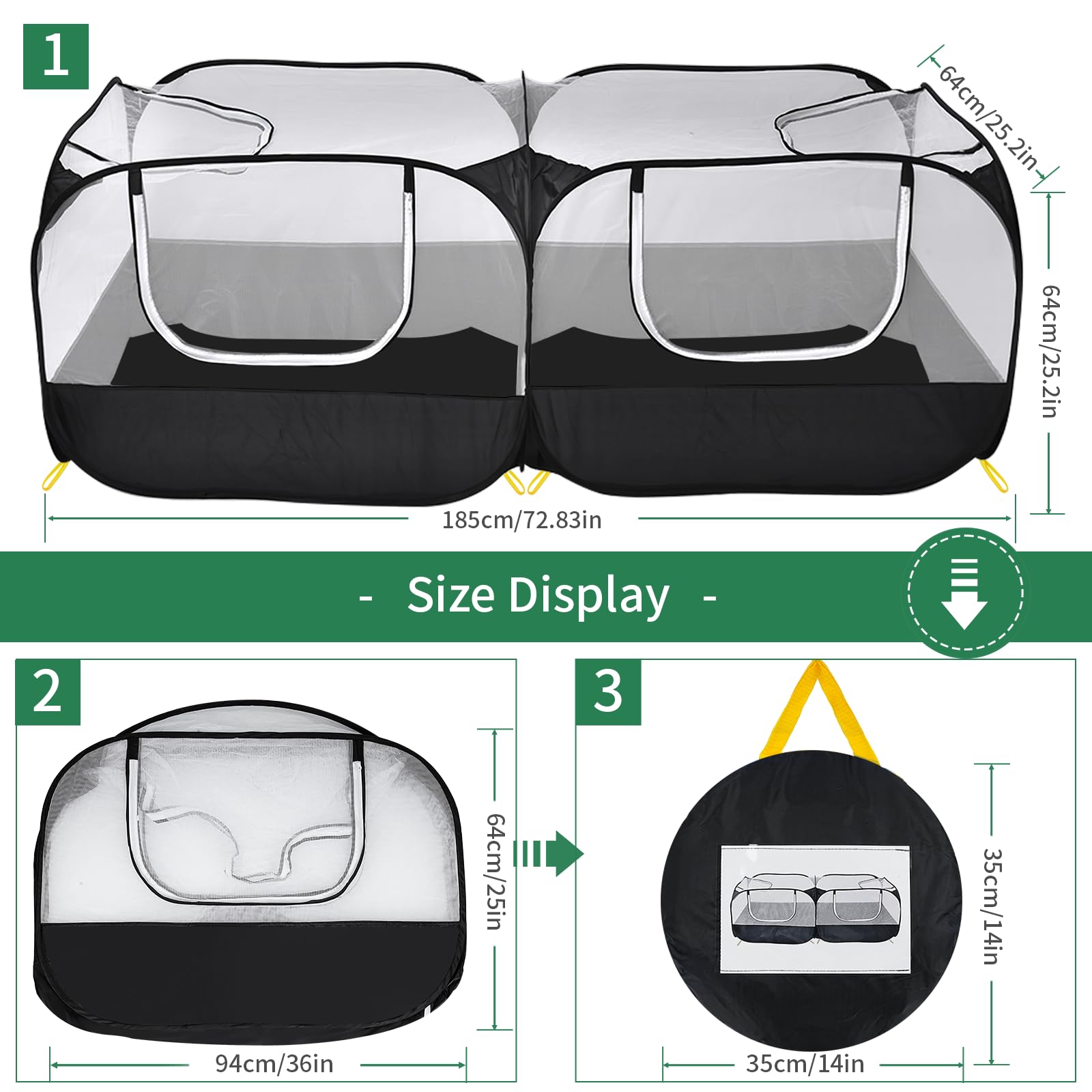 Jhua pet playpen demonstrates large space for multiple small pets