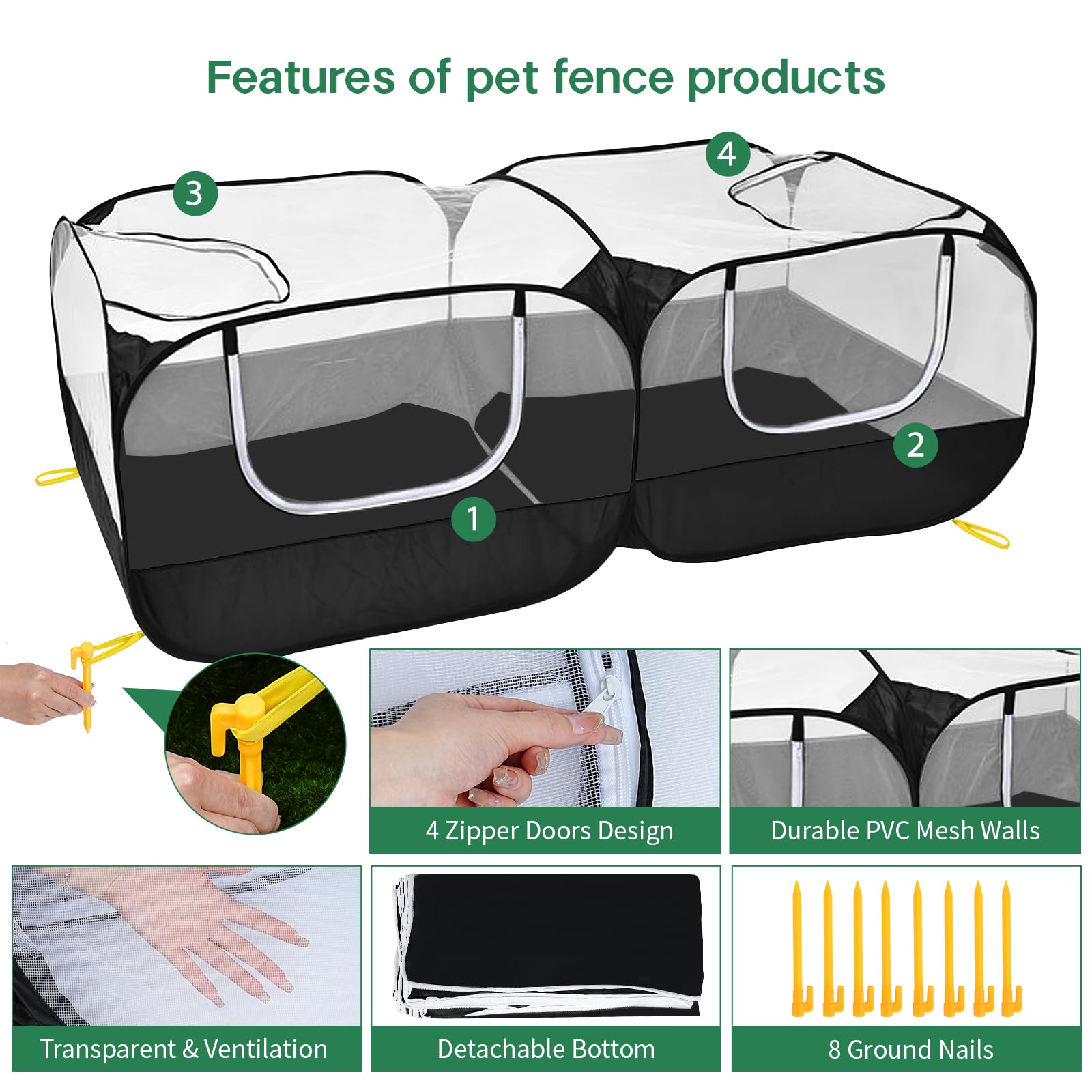 Jhua playpen with four zipper doors for safe containment and access