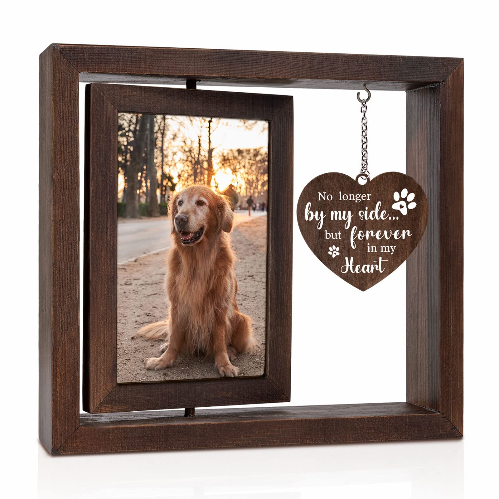 Jigfoxy dog memorial frame front view preserves rotating memories of a beloved pet