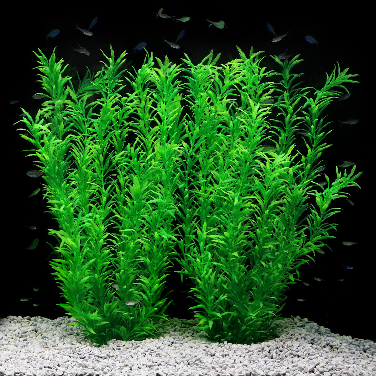 Jihaqua 21-inch green plastic plant pair adds tall natural backdrop to tanks