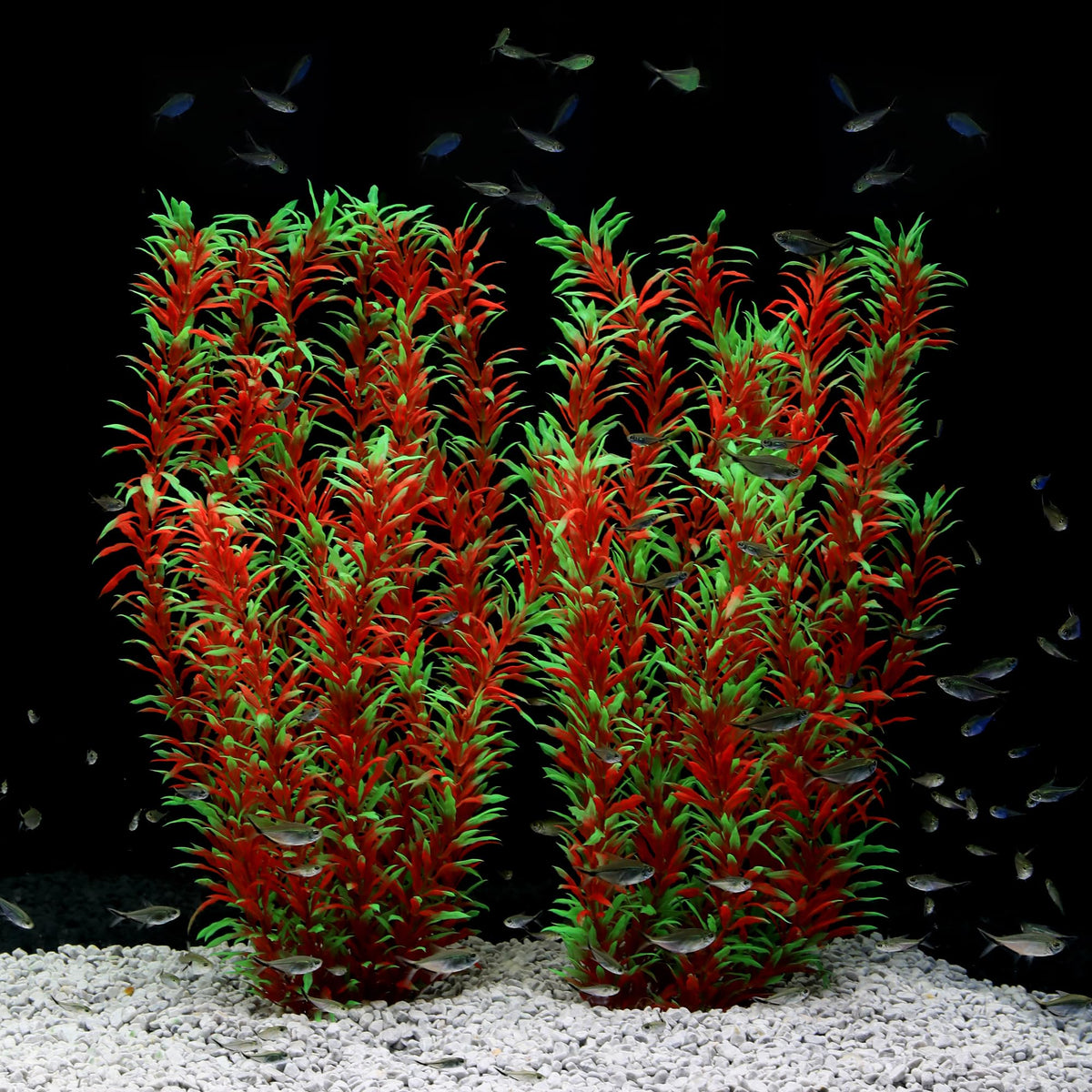 JIHAQUA aquarium decor plastic plants, 21-inch tall wine color, adds natural underwater scenery.
