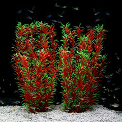 JIHAQUA aquarium decor plastic plants, 21-inch tall wine color, adds natural underwater scenery.