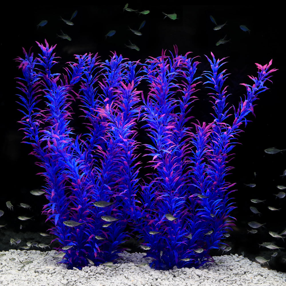 JIHAQUA purple extra-large plastic aquarium plant with sturdy base for stable tank display