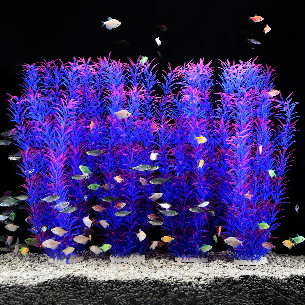 Jihaqua purple plastic plant decor enhances tank aesthetics and natural hiding spaces for fish