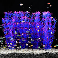 Jihaqua purple plastic plant decor enhances tank aesthetics and natural hiding spaces for fish