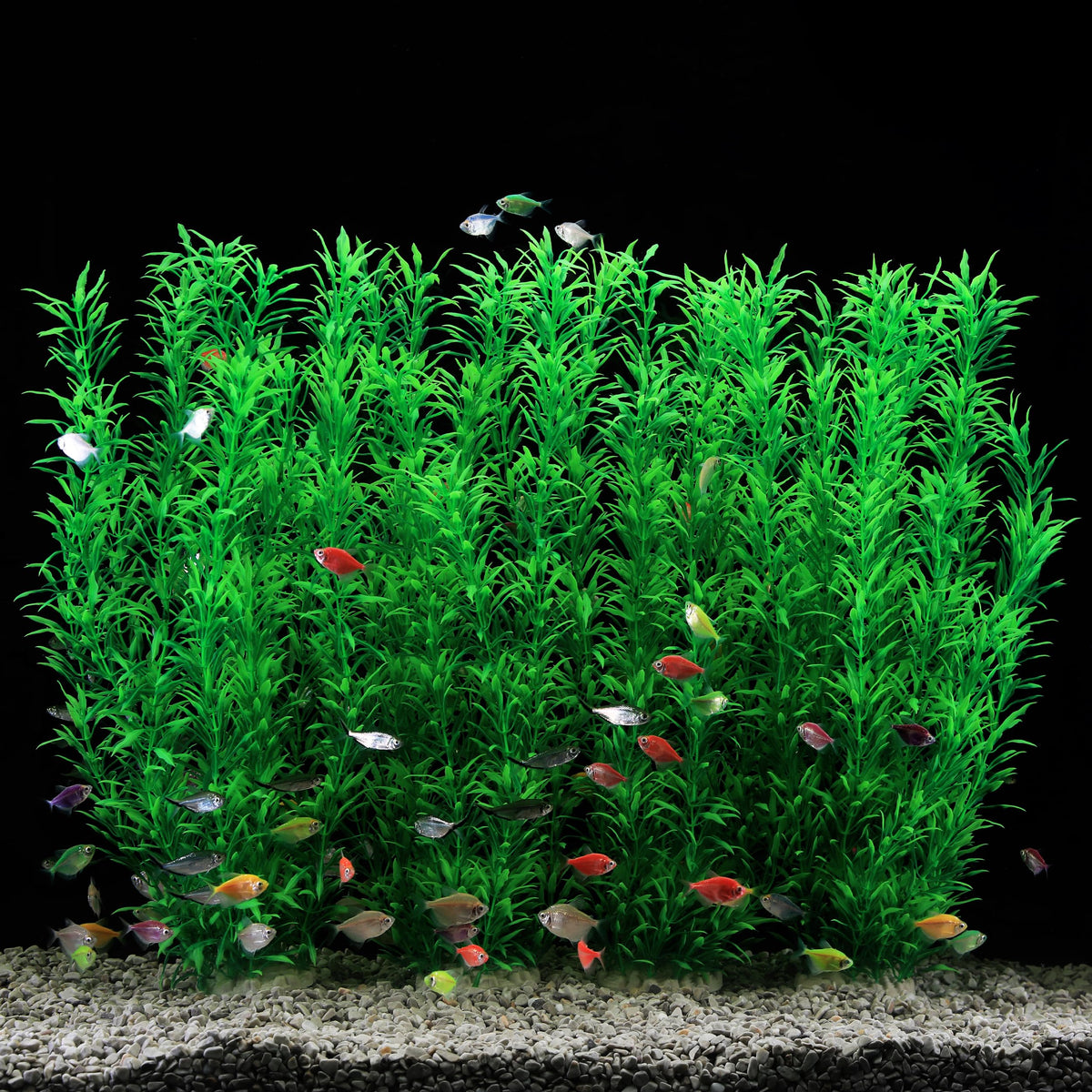 JIHAQUA 21in green plastic aquarium plant for realistic ambience and easy tank decoration