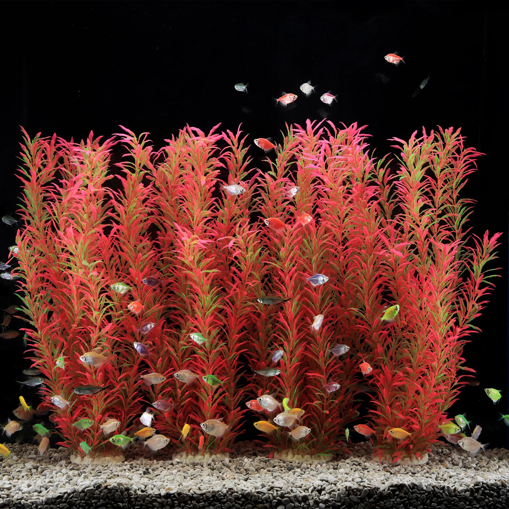 Jihaqua aquarium plastic plants pink 21 inches tall enhance tank aesthetics and hide equipment