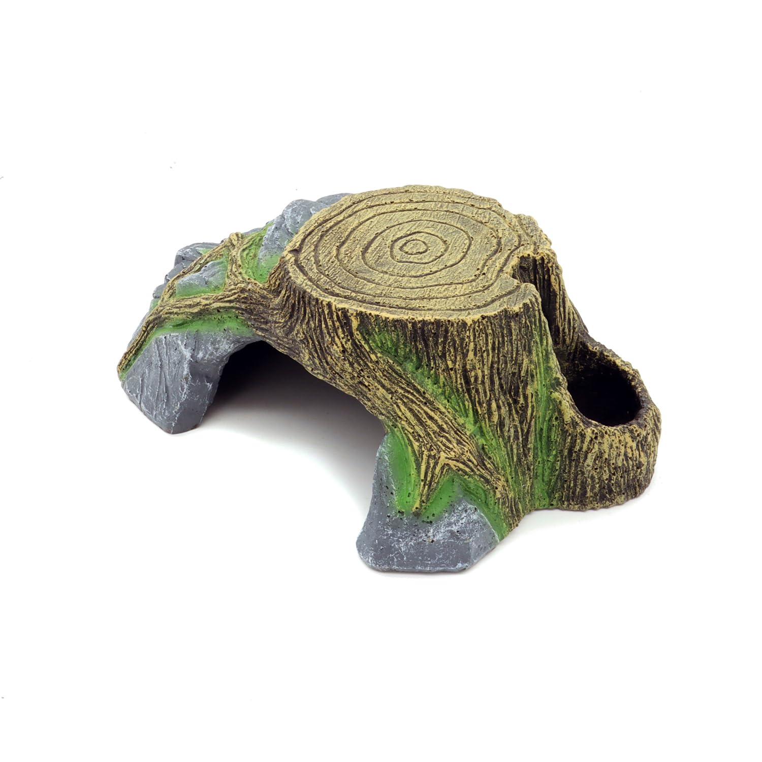 JIHAQUA Bearded Dragon medium reptile hide front view provides a secure retreat for lounging and privacy.