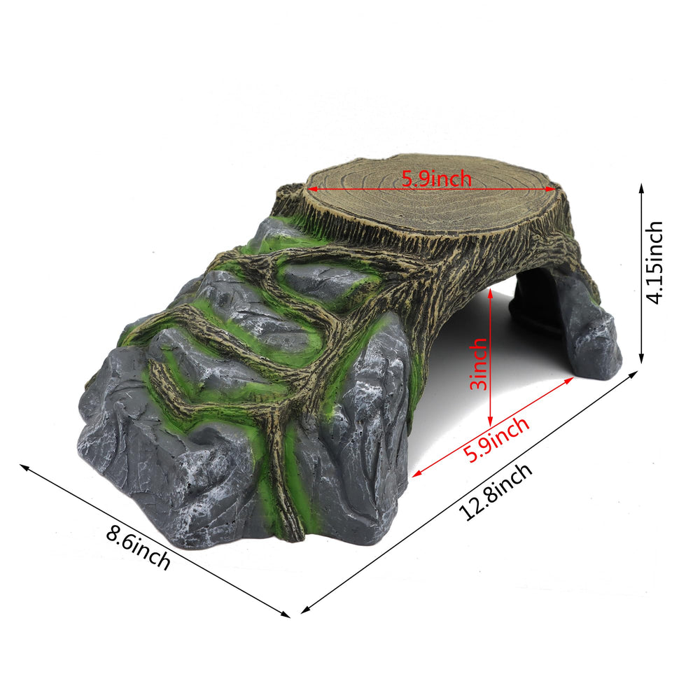 JIHAQUA extra large reptile hideout side view highlighting stable design for larger reptiles