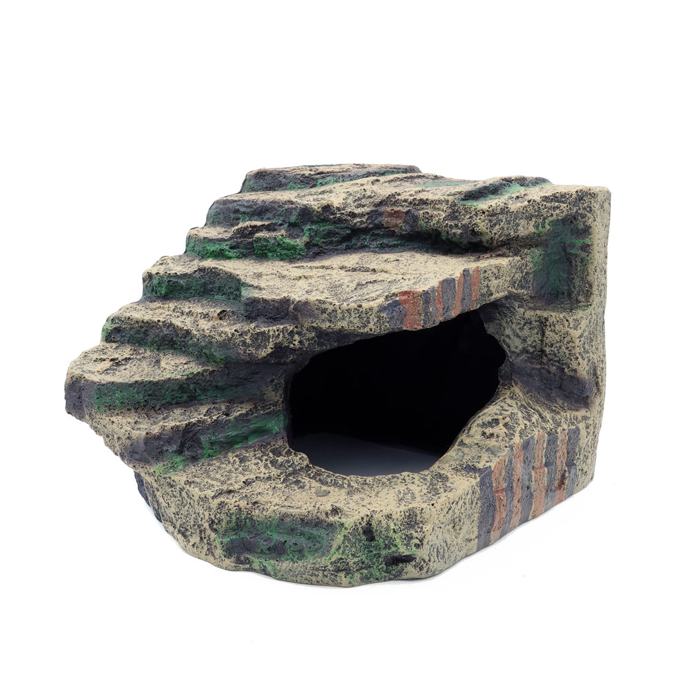 JIHAQUA large resin reptile hideout blends with terrarium decor and provides privacy.