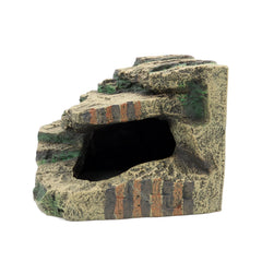 JIHAQUA resin cave habitat creates a humid microclimate for shedding sessions.