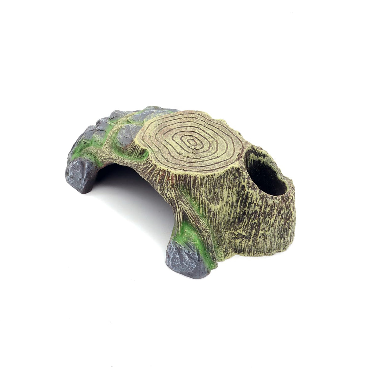 JIHAQUA small reptile cave hide front view provides secure shelter for small reptiles.