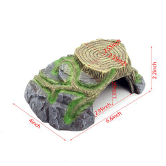 JIHAQUA cave hide side view reveals natural rock texture blending with terrarium décor.