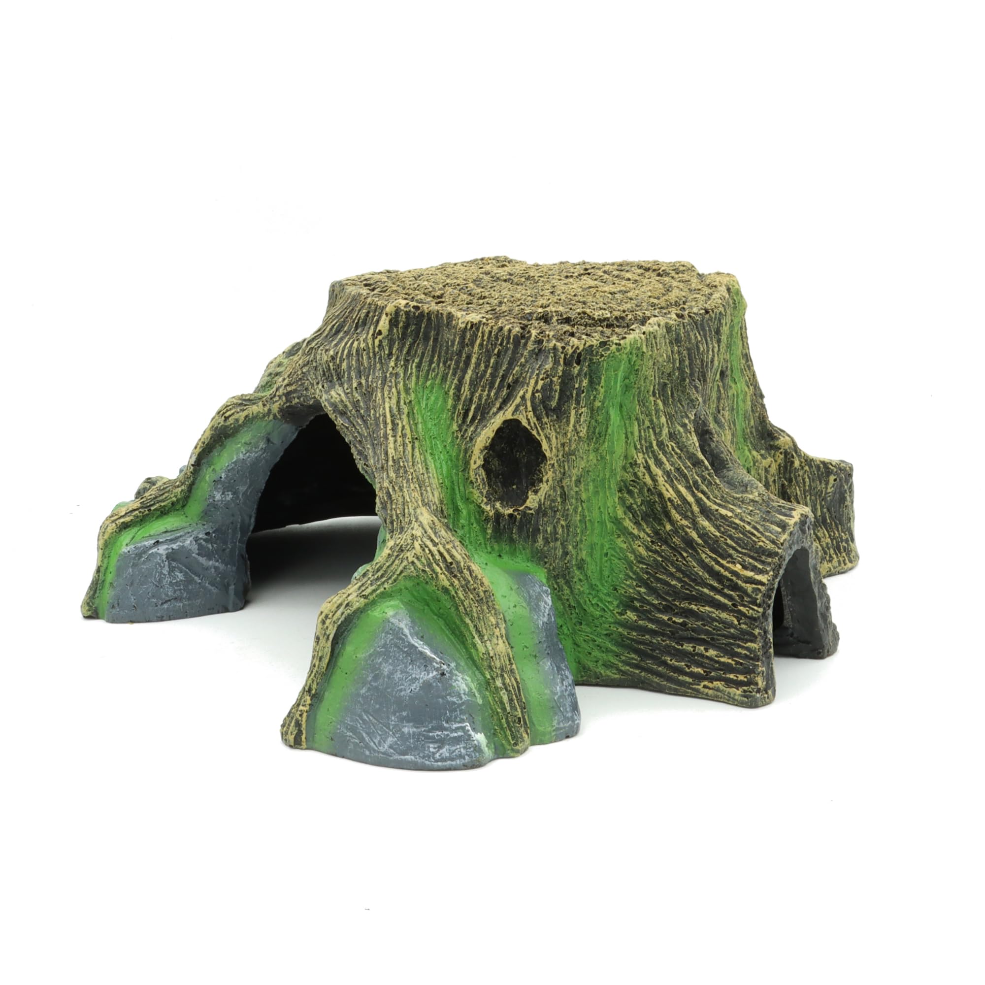 JIHQUA resin large turtle hideout front view highlights natural rock texture for terrarium decor