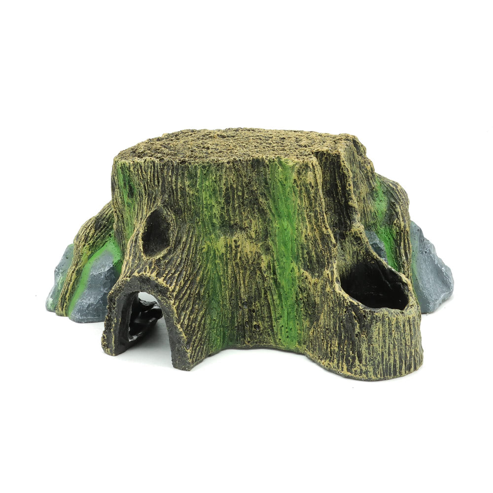 JIHQUA resin large turtle hideout in-use with gecko demonstrates privacy and enrichment