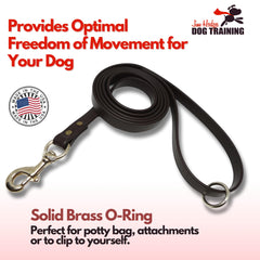 Jim Hodges Biothane Leash with Brass Fittings and O-ring offers a durable grip for training.