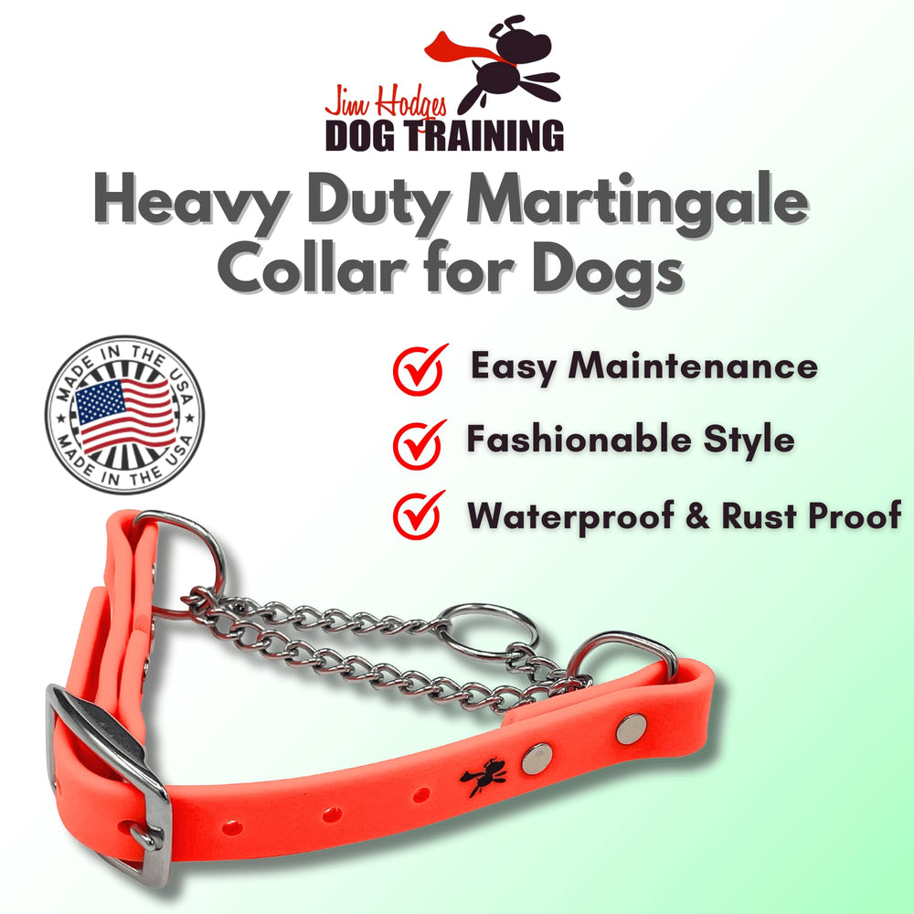 Biothane martingale collar from JIM HODGES DOG TRAINING stands up to weather and daily wear