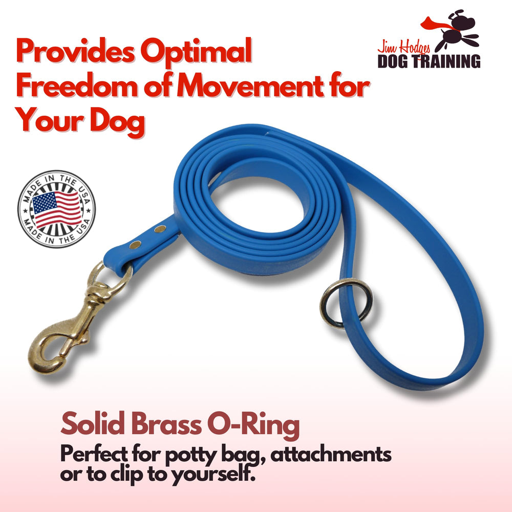 Jim Hodges Dog Training gummy leash Biothane closeup shows premium material for reliable training.