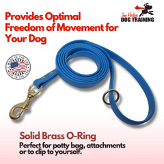 Jim Hodges Dog Training gummy leash Biothane closeup shows premium material for reliable training.
