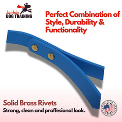 Jim Hodges Dog Training gummy leash brass fittings visible for secure handling during walks.
