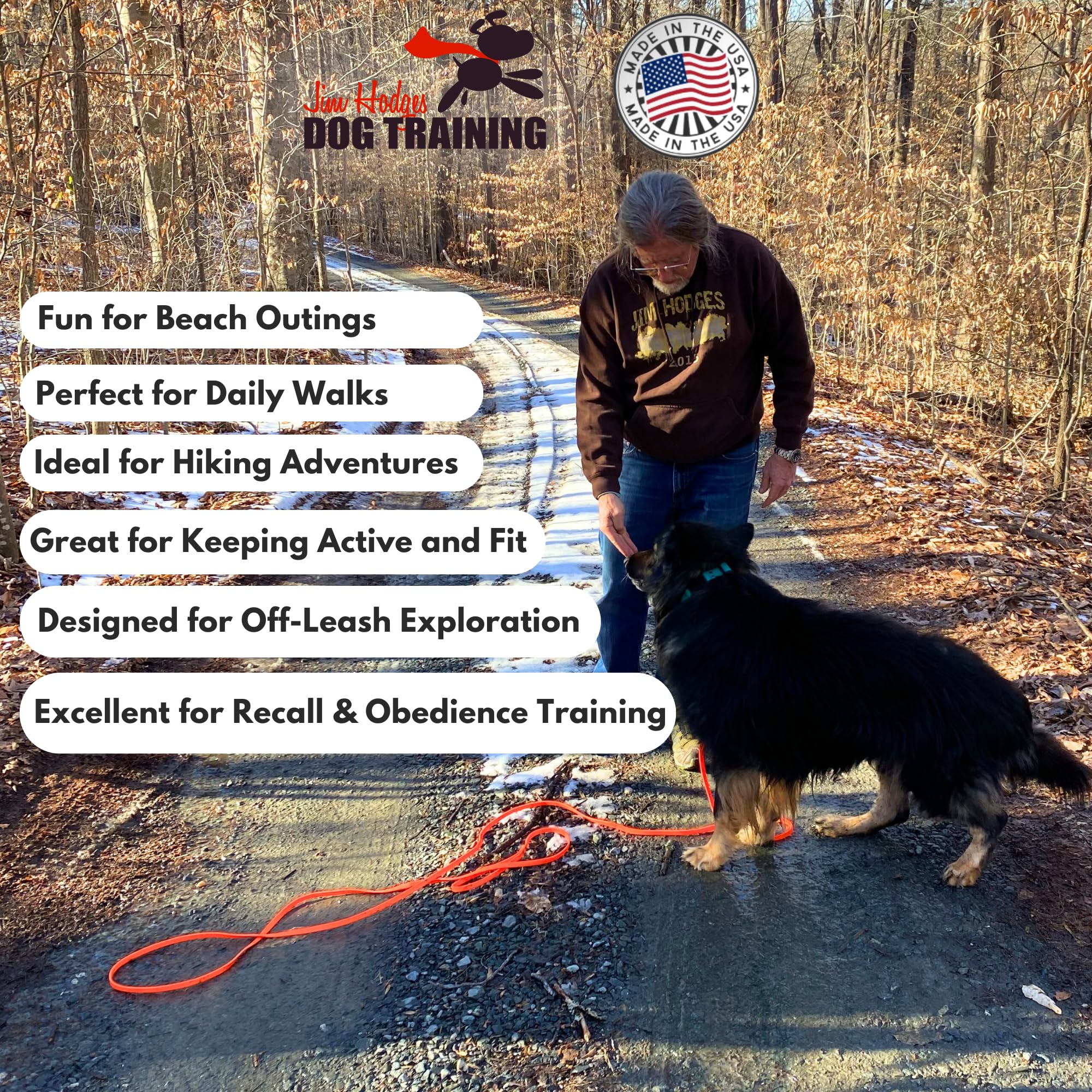 Jim Hodges Biothane leash weather-resistant and easy to clean for daily use.