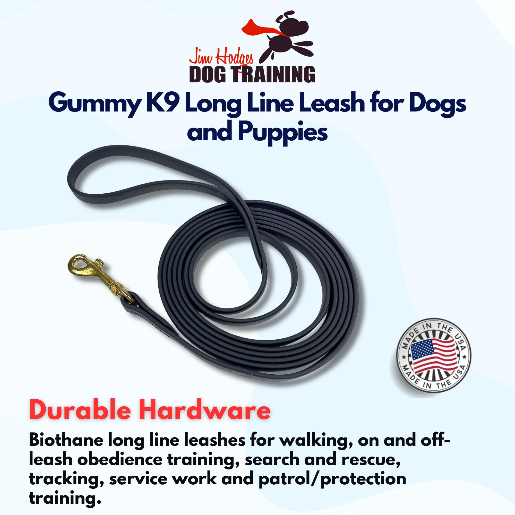 Jim Hodges Gummy K9 long line 15ft leash for walks