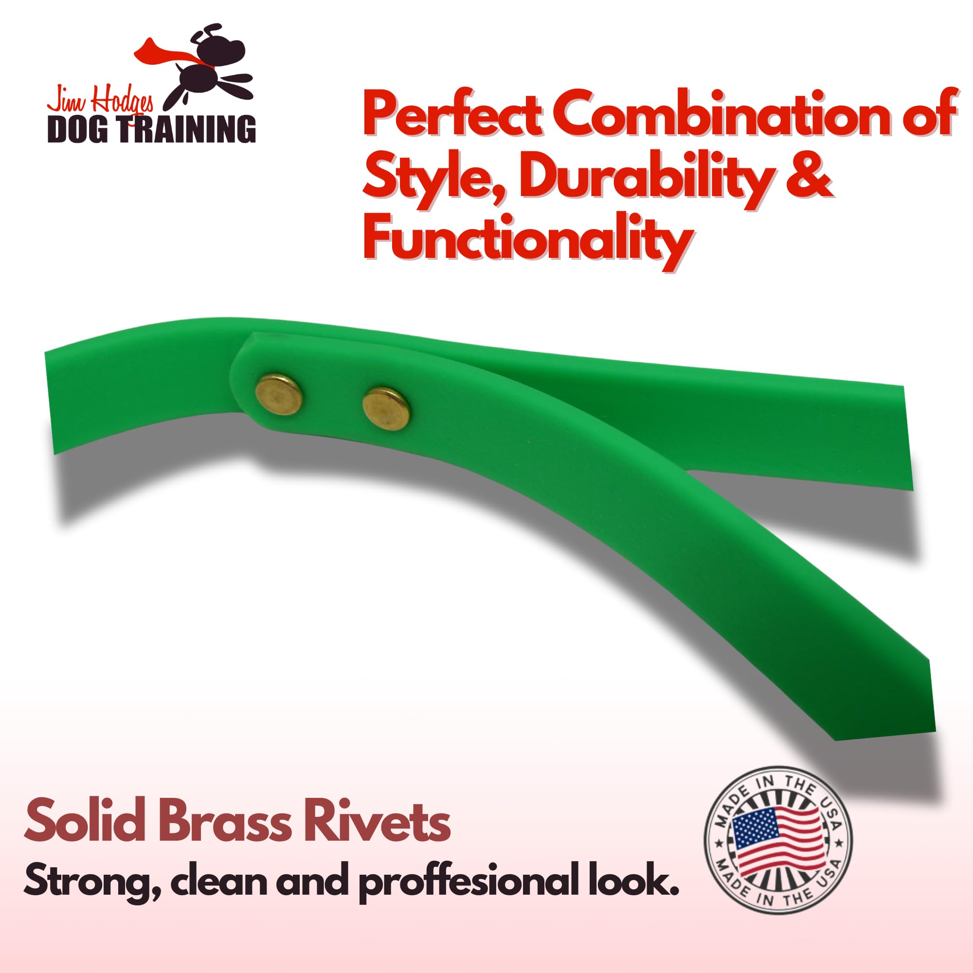 Jim Hodges Gummy Dog Leash Biothane material offers grip and easy cleaning.