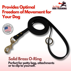 Jim Hodges Gummy Dog Leash close-up handle with secure brass fittings.