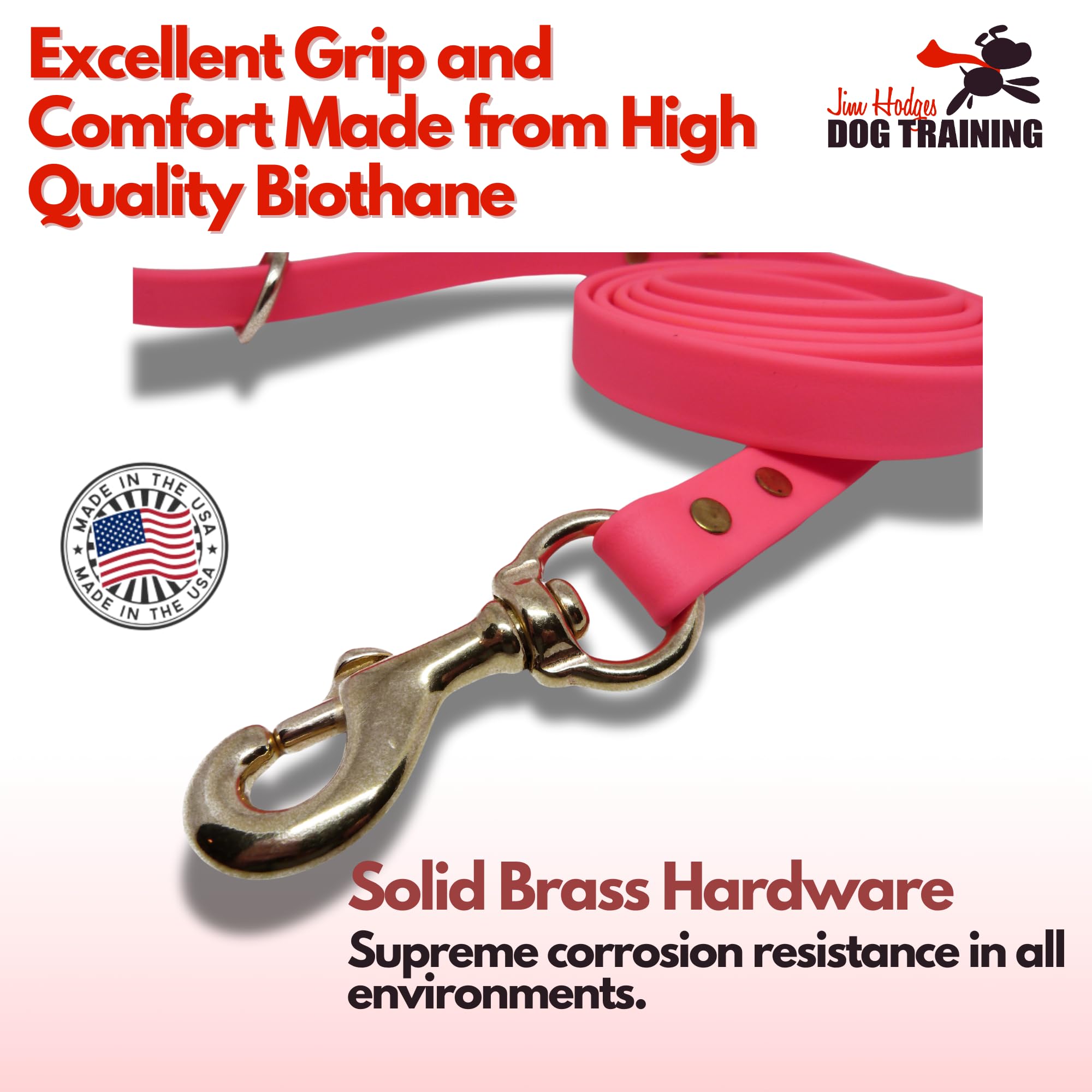 Jim Hodges Gummy Dog Leash Made in USA image emphasizes local craftsmanship and quality