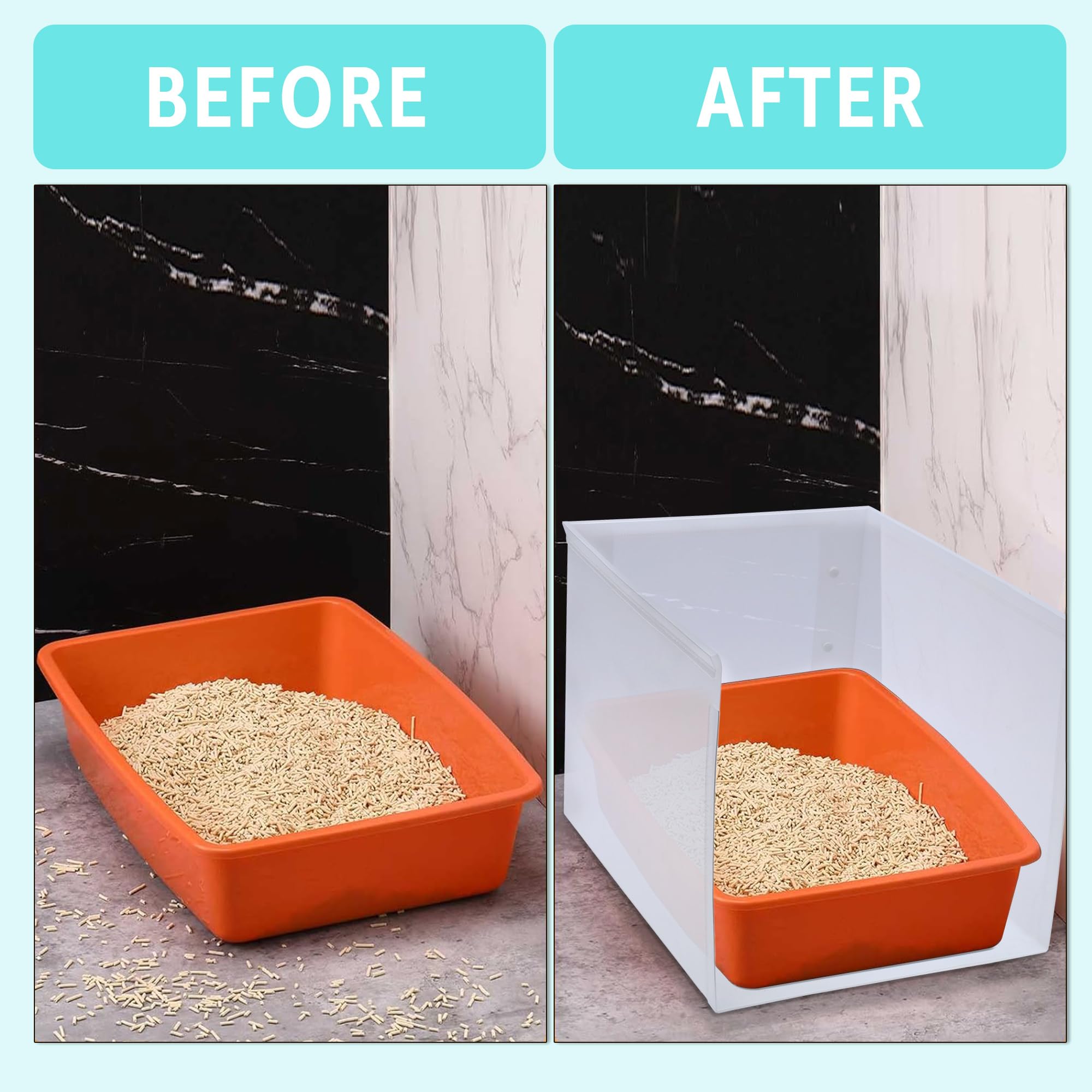 JIMEQI litter box wall protection corner fit demonstrates space-saving corner placement.