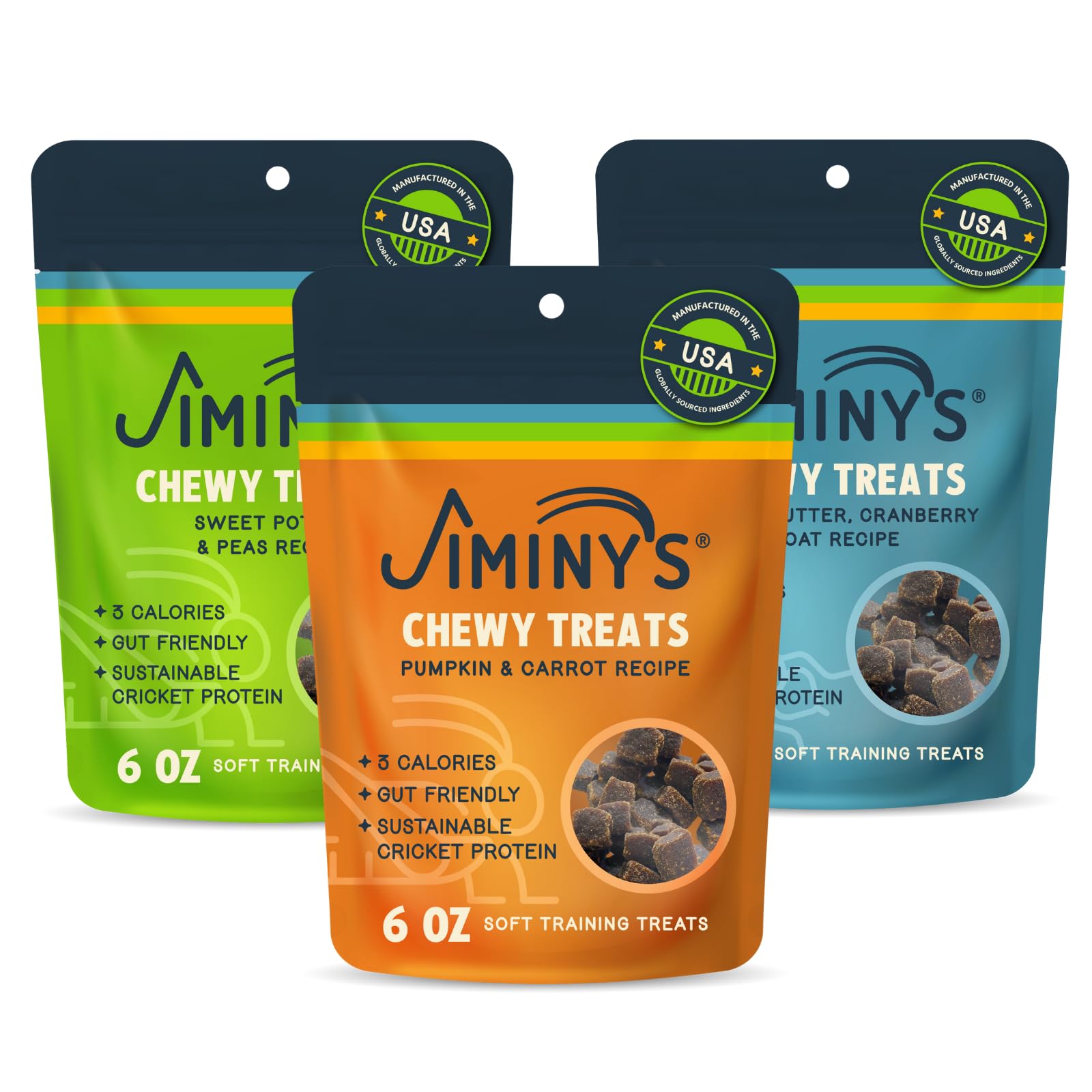 Jiminy's cricket dog training treats bag open for quick rewards during training.