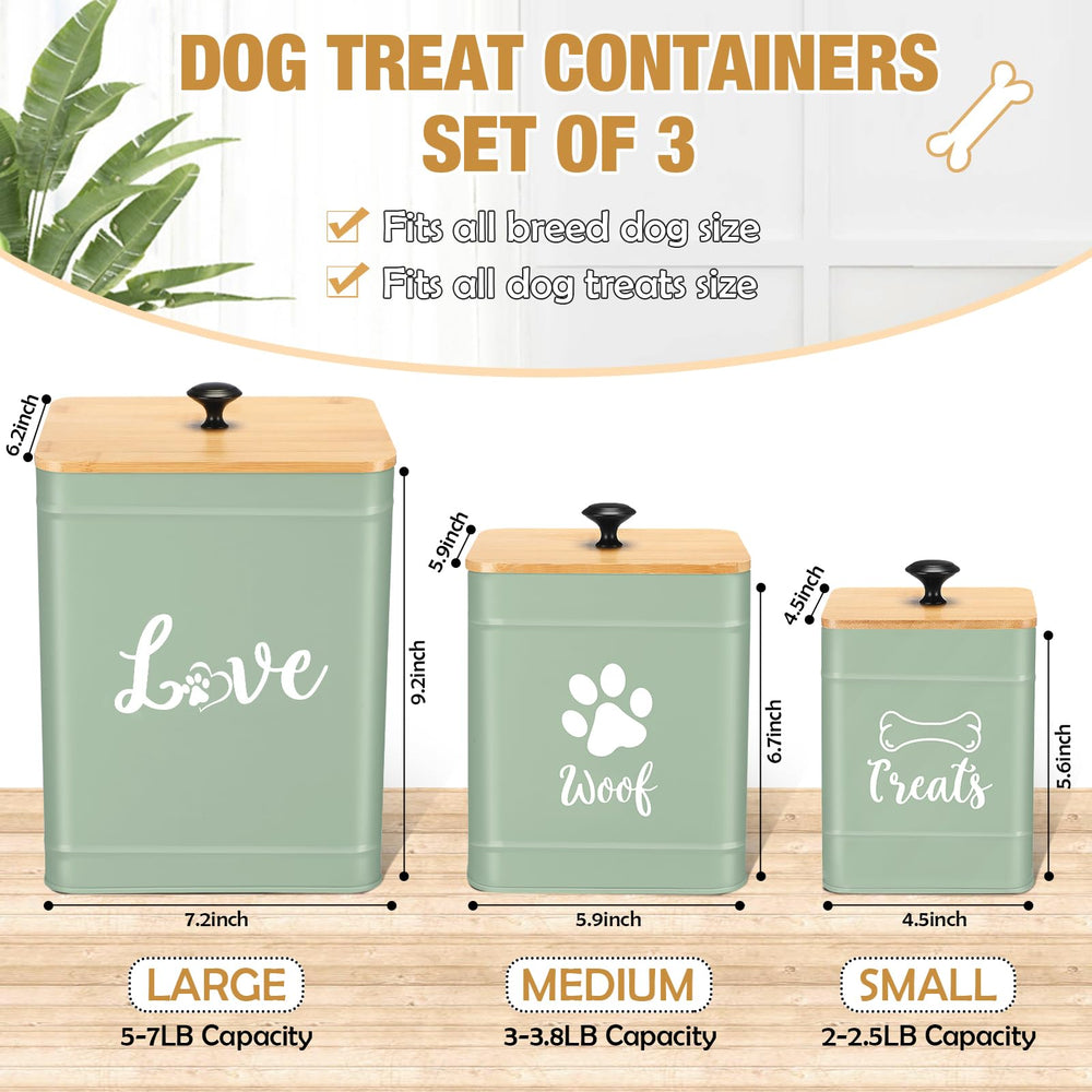 Jingmore large dog treat jar in sage green for high-capacity storage