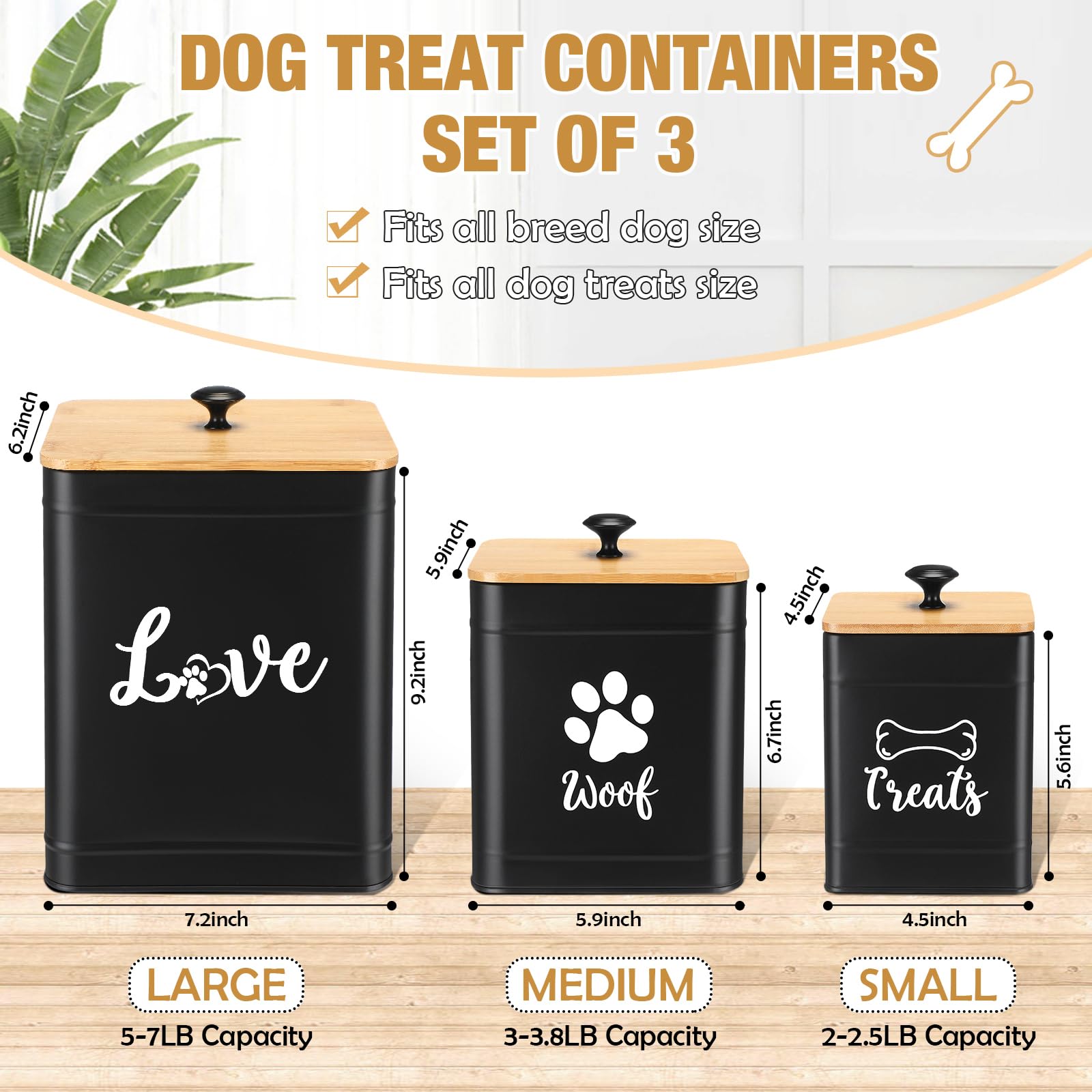 Jingmore metal dog treat container small jar showing compact 2-2.5 lb capacity