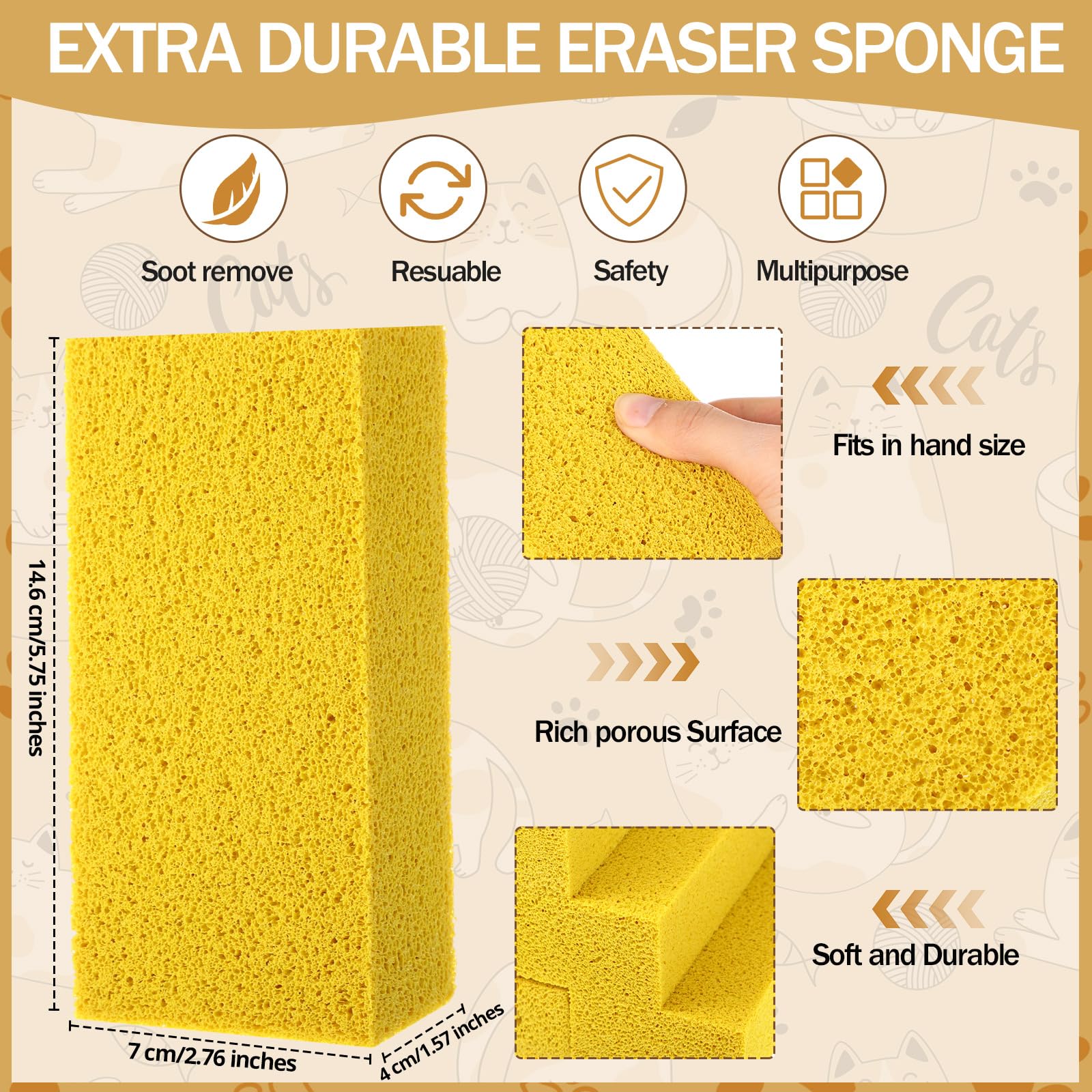 Jingmore 8-pack packaging demonstrates extended-use sponges for home cleaning.