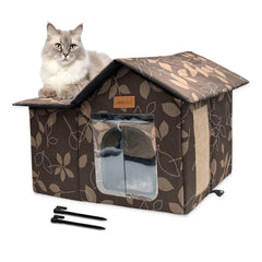 JINGSIJI outdoor cat house foldable cushion for easy cleaning and travel.